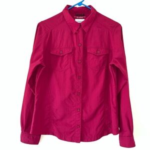 Columbia magenta button down with Omni shade sun protection